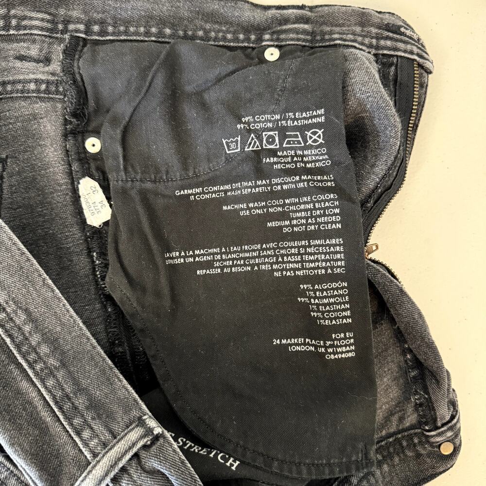 BDG Straight Cut-Off Stretch Faded Black Jeans 34x32 - Picture 4 of 6